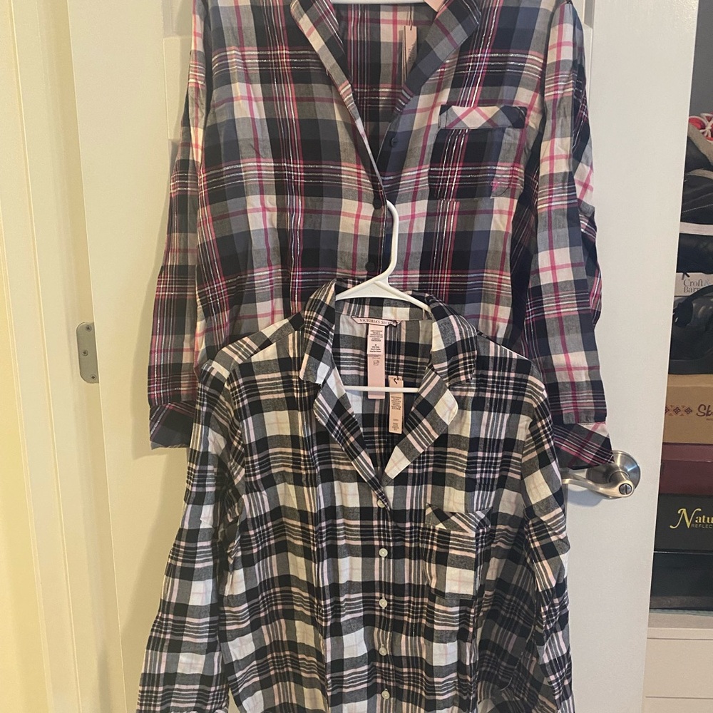Victoria's Secret Black and Pink Pajama long sleeve shirt set of 2